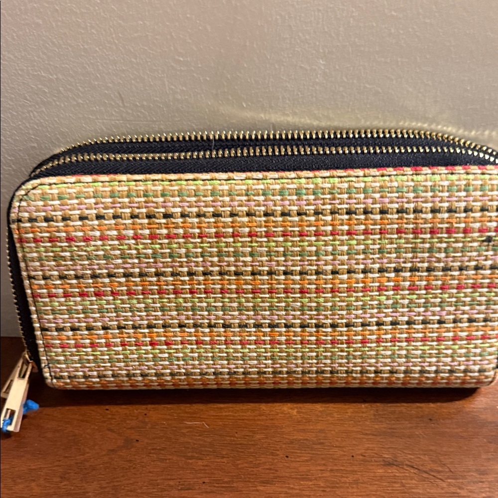 a new day Multicolor Woven Zip Wallet with Navy Trim